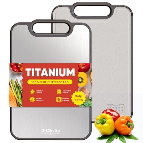 G.C&yite Titanium Cutting Board for kitchen, Lightweight No Toxic Double Sided Pure Titanium Chopping Board with Wheat Straw PP for Food Safety, Easy to Clean, Kitchen Gifts 15.5" x 10.5", 1-Pcs - Image 1