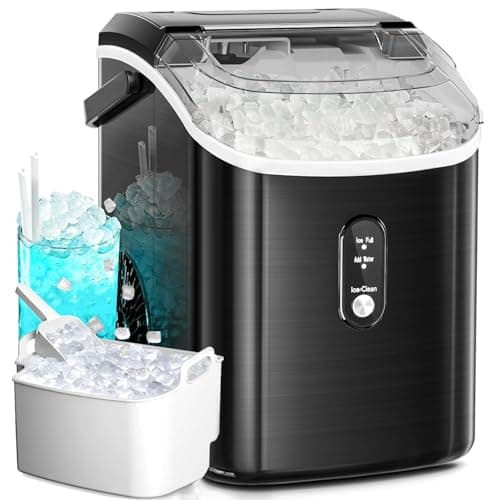 Antarctic Star Nugget Ice Maker Countertop,34Lbs/24H, One-Click Operation, Self-Cleaning, Ice Scoop&Ice Basket, Stainless Steel Pebble Ice Machine for Kitchen/Office/Bar (Steel Black) - Image 1