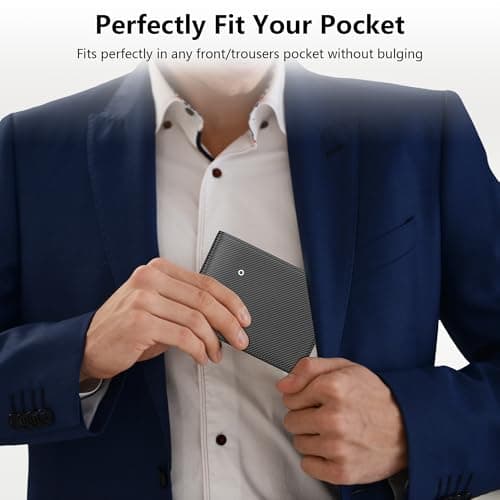 Auskang Smart Wallet For Men with Tracker, Best Gift for Men Wallet, Works with Apple Find My, RFID Blocking, Credit Card Holder, Not For Android, Black (Small Grid Pattern) - Thumbnail 6