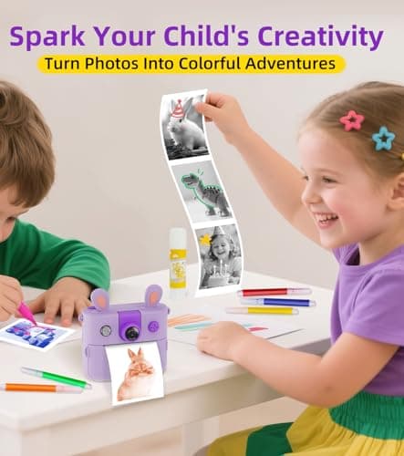 ORGSTA Kids Instant Print Camera for Boys and Girls 1080P HD Toddler Digital Camera with 3 Rolls Print Paper&32G Card, Christmas Birthday Gift Toys for Age 3-16 Kids Portable Travel Digital Camera Toy - Thumbnail 5