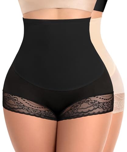 Ganado Tummy Control Shapewear for Women High Waisted Shaping Underwear Seamless Stomach Body Shaper Girdle Panties (#6 Black+beige(High Waisted), X-Small) - Image 1