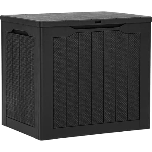YITAHOME 30 Gallon Outdoor Storage Box, Small Water Resistant Resin Deck Box, Indoor Outdoor Lockable Rattan Storage Container for Patio, Garden, Cushions, Tools, Equipment (Black) - Image 1