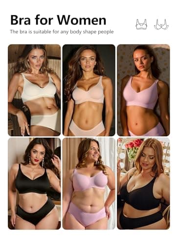 Xcutting Women's Supportive Wireless Jelly Bras for Women Seamless Comfort, Full Coverage, No Underwire, T-Shirt Women Bras Regular and Plus with Extender (Black,X-Large) - Thumbnail 6
