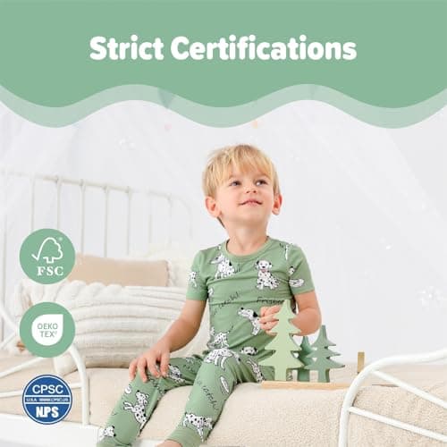 NewSeed Kids 2-Piece So Soft 2-Piece Playtime Set – Short Sleeve Crew Neck Top with Matching Leggings, Little to Big Kids (Dalmatian Dog, 2-3Y) - Thumbnail 5
