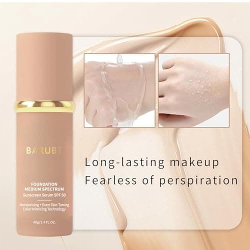 BARUBT 4 in 1 Color Changing Foundation - Medium Spectrum, Evening Skin Tone, Long-Lasting & Waterproof Hydrating Concealer with Medium to Full Coverage, Lightweight Flawless Finish Makeup 40ML*2 2PCS - Thumbnail 5