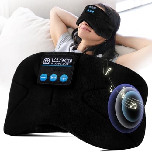 LOVE EYE Sleep Headphones Bluetooth 5.4 Sleeping Eye Mask Wireless Music Earphones with HD Speakers for Side Sleepers Total Blackout Cotton Mask for Travel, Home, Office, Unique Gifts - Image 1