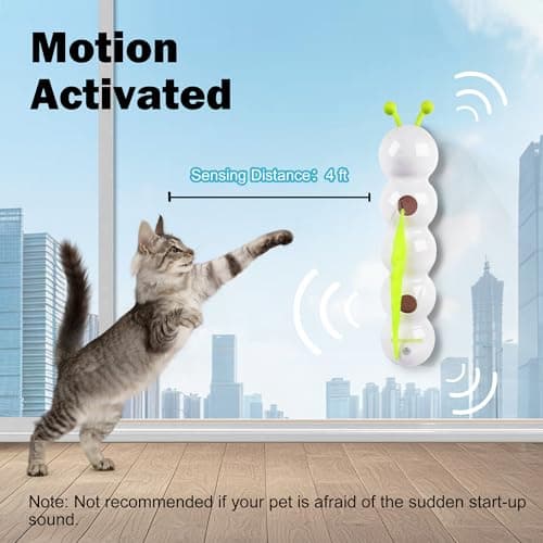 Interactive Cat Feather Toy, Automatic Fluffy Tail Teaser with Motion Sensor,Whack a mole Cat Toy, USB Rechargeable, Suction Cup for Stable Play, Perfect for Indoor Cats - Thumbnail 4