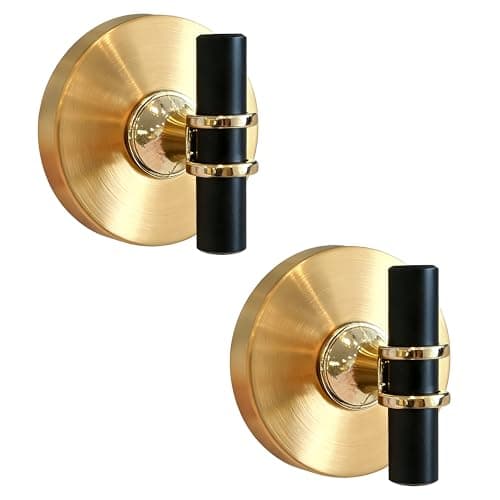 No Drill Suction Cup Hooks for Shower, Heavy Duty Suction Hooks for Bathroom Wall, 304 Stainless Steel Towel Hooks for Bathroom, Removable Shower Hooks for Towels Robes, Rustproof (Gold & Black)