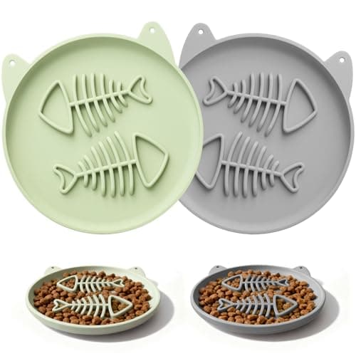 Zonopy Slow Feeder Cat Bowl, 2 PCS Silicone Cat Bowl, Slow Feeder Ideal for Dry and Wet Food, Easy to Clean, Interactive Puzzle Toy for Pets Food Training, Keeps Cats Busy,6.69" W*0.65" H - Image 1