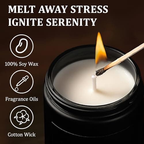 Aeraroma Scented Candles for Men Gift Set, 4 Pack Soy Wax Aromatherapy Candle for Home Scented, Lavender/Patchouli/Sandalwood/Eucalyptus, Stress Relief Relaxing Gift for Dad Husband Boyfriend Man - Thumbnail 3