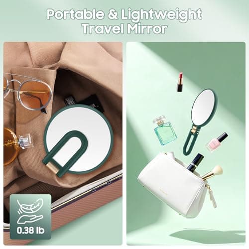 B Beauty Planet 40X Magnifying Mirror, Hand Mirror with Handle, Double Sided Hand Mirror with 40X/1X Magnification, Travel Essential Portable Foldable Makeup Mirror for Precision Makeup Green - Thumbnail 4
