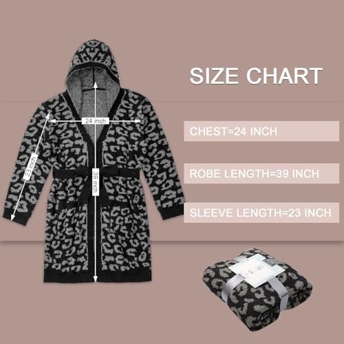 bearberry Hooded Robe Cozy In The Wild Robe Lightweight Soft Plush Bathrobe Sleepwear Nightgown with Pockets for Women(Graphite/Carbon) - Thumbnail 6