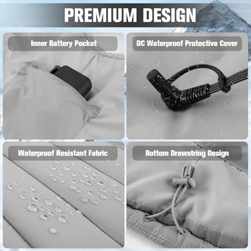 yeyeeyyee Heated Vest for Men with Battery Pack Included, Exclusive 10 Heating Zones Heated Vest, Lightweight Rechargeable, Perfect for Outdoor Activities Grey XL - Thumbnail 3