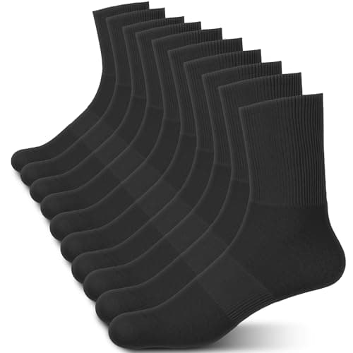 10 Pairs Black Crew Socks for Men (Size 6-11) – Breathable Black Crew Socks for Women (Size 6-11) with Extra Heel Padding, 5.9” Height – Cotton Blend with Polyester & Spandex for Comfort & Elasticity - Image 1