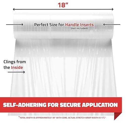 Stretch Wrap 4 Pack 18" x 1100 SqFt – Heavy Duty 80 Gauge Shrink Wrap Rolls for Moving, Furniture, and Packing, Industrial Plastic Stretch Film, Pallet Wrap & Shrink Film Roll - Thumbnail 3