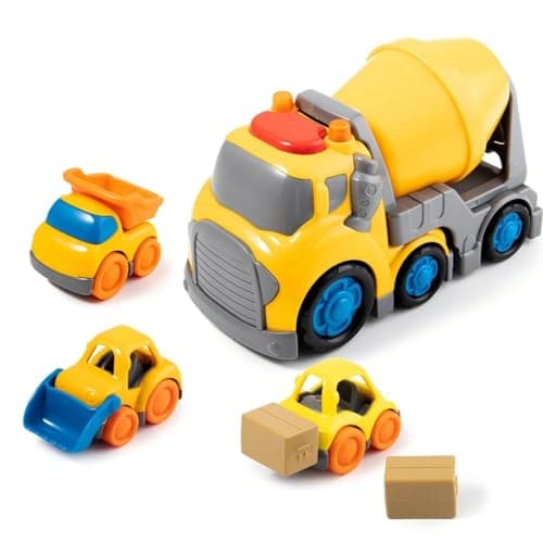 P&C 7.7" Toddlers Construction Cement Mixer Truck Toys for Ages 2-4, Mixer Truck Vehicle Car Set with Sounds and Lights for Kids 18M+, 2, 3, 4 Year Old, Ideal Birthday Christmas Gifts for Boys Girls - Image 1