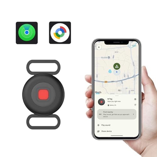 Location Tracker Tag for Dogs & Cats with Silicone Collar Holder, Works with Apple Find My & Android Find Hub, IP67 Waterproof Bluetooth Anti-Lost Locator (Black – Pet Collar Case, 1 Pack)