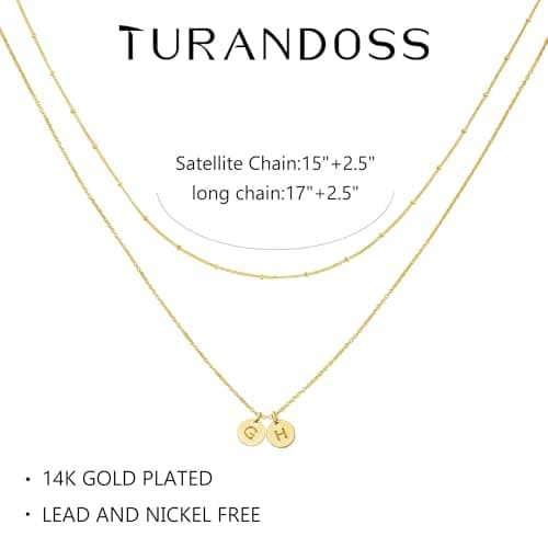 Turandoss Initial Necklaces for Girls Trendy, Dainty Layered 2 Letter C S Stack Initial 14K Gold Plated Necklace, Birthday Personalized Gifts for 5 6 7 8 9 10 Teen Girls Jewelry - Thumbnail 5