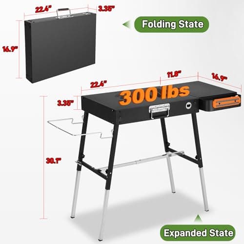 AOKEMAi Grill Tables for Outside, Blackstone Griddle Stand with Trash Holder - Fit 17” or 22” Other Tabletop Grill, Folding Portable Ninja Grill Stand& Blackstone Table for Outdoor Tailgate, Camping - Thumbnail 5