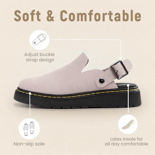 Athlefit Women's Clogs Shoes with Back Strap Comfortable Latex Footbed Slip-On Slingback Mules for Work Walking Daily Wear, Pink, Size 7.5, AD01254 - Thumbnail 3