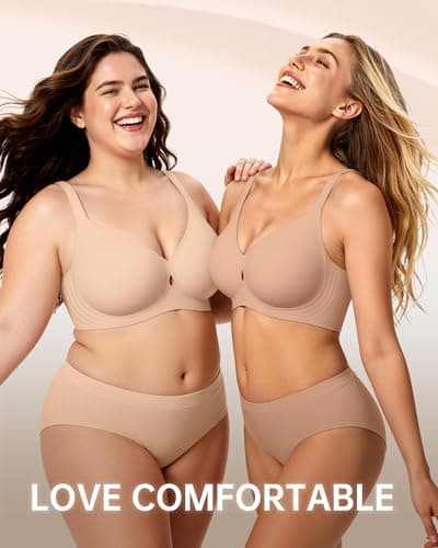 LetsJoli Womens Bras Wireless No Underwire Seamless Push Up Full Coverage Supportive Womens Bralettes Everyday Fashion Bra(Caramel,L) - Thumbnail 6