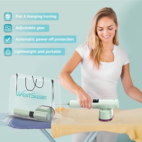 Portable Travel Steamer for Clothes, Fast Wrinkle Remover Garment Steamer for Home & Travel, 2-in-1 Iron & Steam with 90°Rotatable Head, Handheld Iron Steamer with LCD Temperature Display - Thumbnail 6
