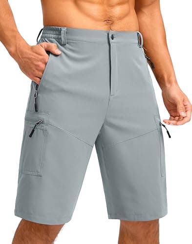 Pudolla Men's Hiking Shorts 11" Lightweight Cargo Work Shorts for Men Summer Travel Golf Casual Outdoor with 5 Pockets(Light Grey X-Large) - Image 1