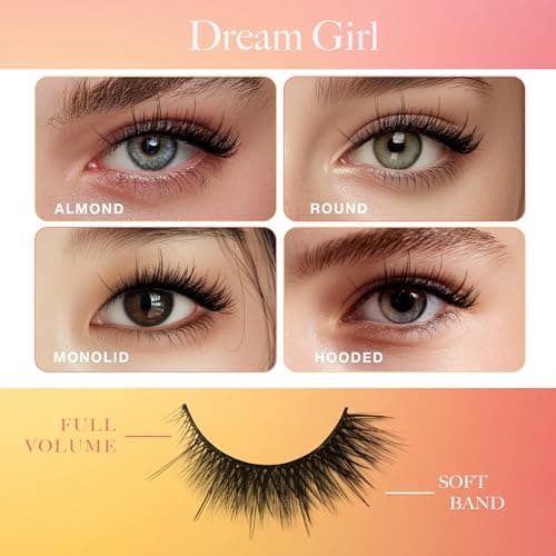 JoMay Self Adhesive Eyelashes No Lash Glue Needed Reusable Up to 5x Natural Strip Lashes 3D Super Fluffy False Eyelashes Easy to Apply & Remove Full Bouncy Volume & Curl 3 Pairs(Dream Girl) - Thumbnail 6
