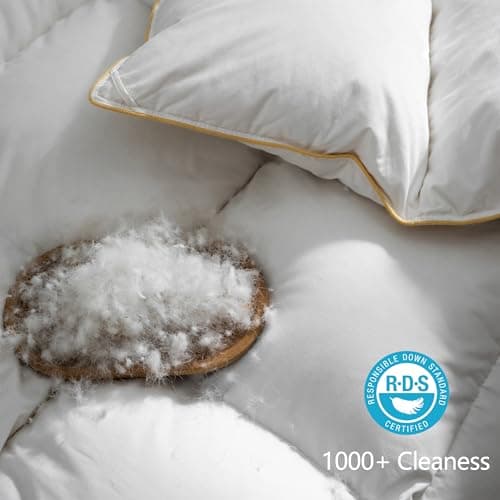 HANYUN Organic Cotton Goose Down Feather Comforter - All Season King Size Duvet Insert Warm and Breathable Down Comforter Ultra-Soft 650 Fill-Power 78 Oz Fluffy Warmth 106"x90" - Thumbnail 5