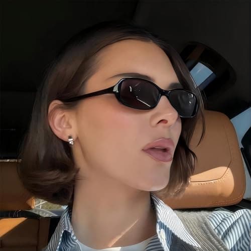 SODQW Rectangle Oval Sunglasses for Women Polarized 90s Vintage Small Sun Glasses Trendy Narrow Ladies Shades UV400 - Thumbnail 3