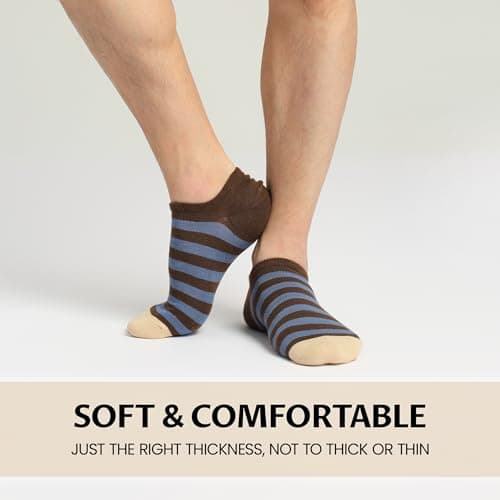 Sunew 8 Pairs No Show Socks for Women-8 Pairs,Invisible Low Cut Ankle Socks,Non-slip for Casual and Dressy Wear-Soft Breathable Medium Multicolored Stripe - Thumbnail 6