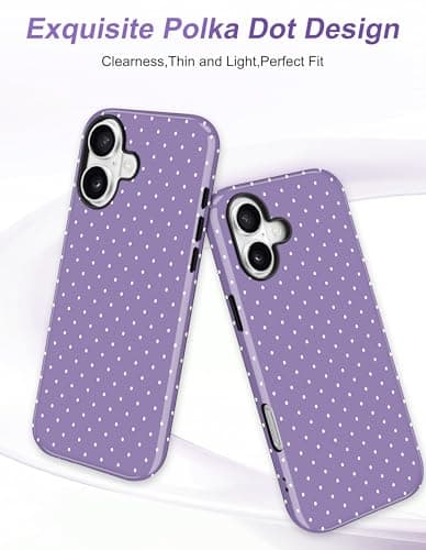 Aitipy Magnetic Polka Dot Phone Case for iPhone 16, Compatible with MagSafe, Cute Purple Polka Dots Aesthetic Soft TPU and Hard PC Shockproof Protective Phone Cover for Women Girls-Shiny - Thumbnail 3
