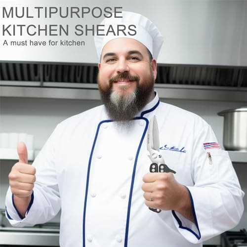 SLEMOON Heavy Duty Poultry Shears Kitchen Salad Scissors for Chicken Turkey Herb Vegetable 2pcs set Black - Thumbnail 6