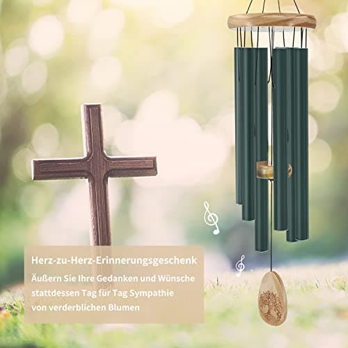 Astarin Windchimes Outdoors with Engraved Lifetree，30 Inch Memorial Wind Chime for Outside，Sympathy Wind Chime for Loved One,Outdoor Wind Chimes for Mother,Green Wind Chimes. - Thumbnail 6