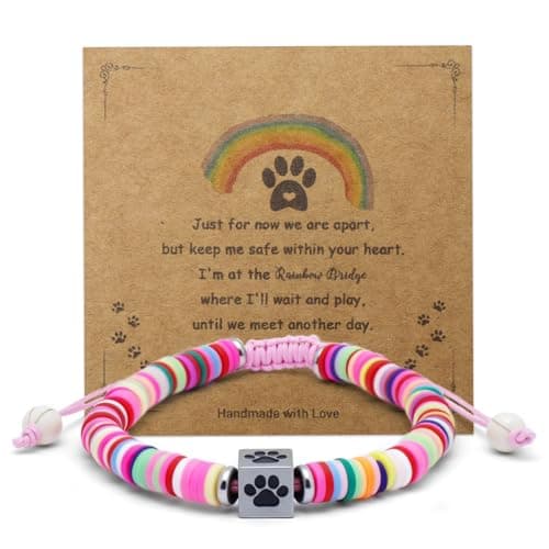 COSOWO Pet Memorial Bracelet for Dog Loss, Sympathy Gift Keepsake, Adjustable Paw Charm Remembrance Jewelry, Pink - Image 1
