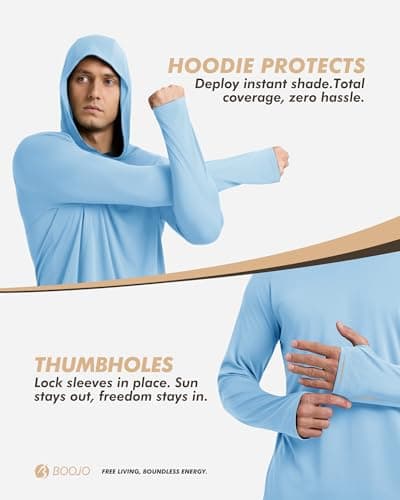 UPF 50+ Fishing Shirts for Men - Long Sleeve UV Sun Protection Hoodie Lightweight Rash Guard for Hiking Running Athletic - Thumbnail 4