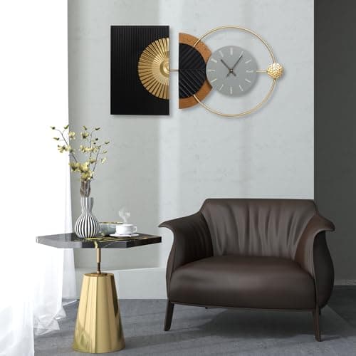 Tiuposr 30x18 Inch Decorative Wall Clock Contemporary Asymmetric – Silent Battery Operated Large Clocks for Living Room, Kitchen, Bedroom, Home Decor - Thumbnail 6