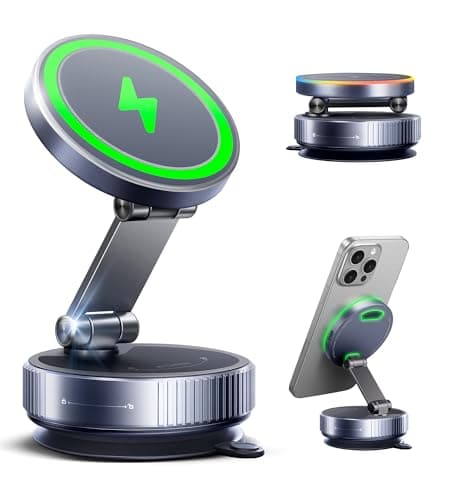 Magnetic Phone Charging Holder Mount for Magsafe Car Mount Charger, 15W Fast Charger Wireless [108+LBS Suction & 3800gf Magnetic], 360° Vacuum Magnetic Phone Holder for iPhone 17 Pro Max Air 16-12 - Image 1