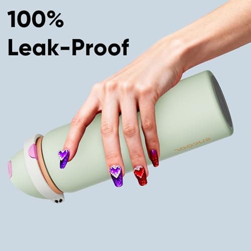 Insulated Water Bottle with Straw - Encool Stainless Steel Water Bottle with Push Button Lid, Leak-Proof & BPA-Free, Keeps Cold for 24 Hours for Sports, Travel, Gym (32 oz, Geyser Green) - Thumbnail 6