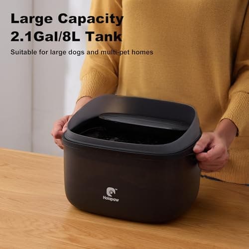 HOLAPAW Dog Water Fountain for Large Dogs, 2.1Gal/8L Dog Water Bowl Dispenser, No Spill Automatic Pet Water Fountain for Dogs Cats Multiple Pets with Ultra Quiet Pump, 3 Filter Replacement, Black - Thumbnail 3