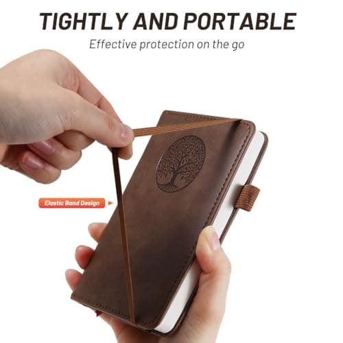 BIYUNRO Small Pocket Notebook, Leather Journal Mini (Brown) - Thumbnail 4