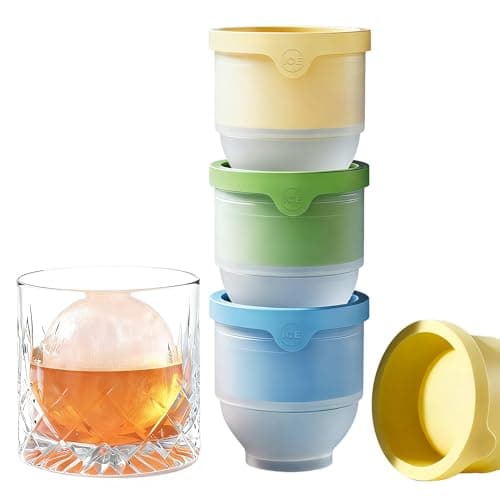 Large Ice Cube Tray with Lid - 8 Pack Giant 6cm Round Ice Cube Moulds for Freezer, Leak-Proof Ice Ball Maker for Drinks, Extra Big Ice Cubes for Whisky, Cocktails (4Pack2Y1G1B) - Image 1