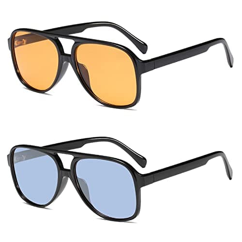 YDAOWKN Retro Aviator Sunglasses for Women Mens Large Frame Classic Vintage 70s Sun Glasses Aviators - Image 1