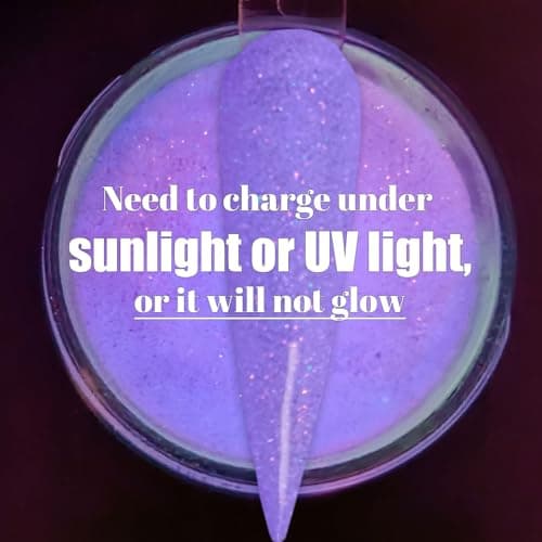 Glow in The Dark Glitter Nail Acrylic Powder 6 Colors Set for Pink White French Nail Art Design - Thumbnail 3