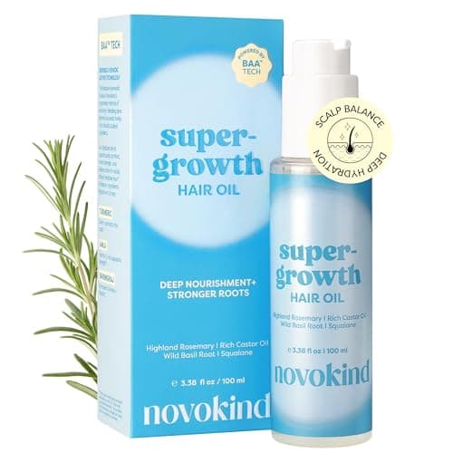 Novokind Rosemary Hair Growth Oil - Scalp Treatment for Thinning Hair, Improves Hair Density, Reduces Breakage & Deep Nourishment | Blended with Castor Oil, Biotin, Turmeric for Men & Women 3.38 fl oz