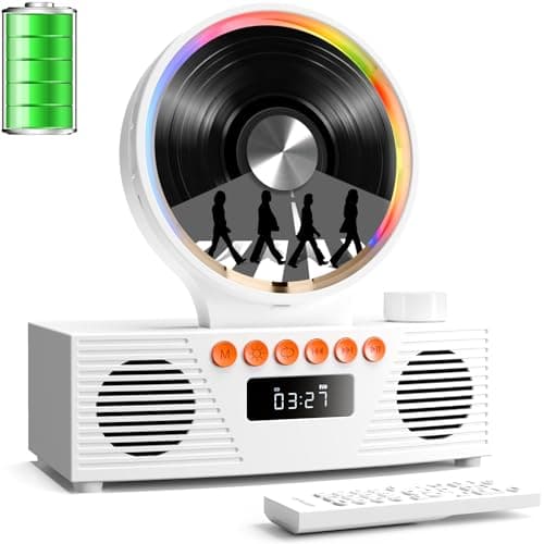 Retro Portable CD Player for Home Decor, CD Player with Speakers, Bluetooth/Battery/Remote, Desktop Vintage CD Players for Kids to Seniors, Combo with Radio/USB Driver/Stereo Sound/AUX/Timer - Image 1
