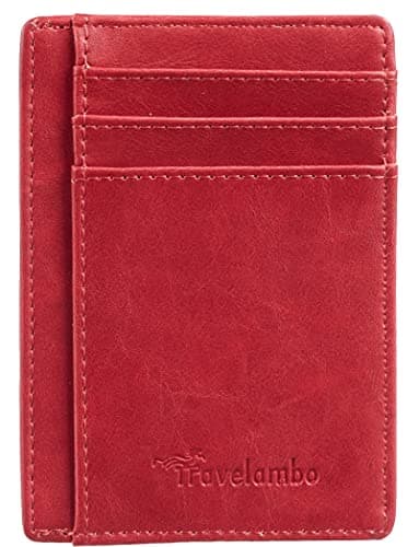Travelambo Slim Wallet Front Pocket Minimalist Leather RFID Blocking Medium Size - Thumbnail 4