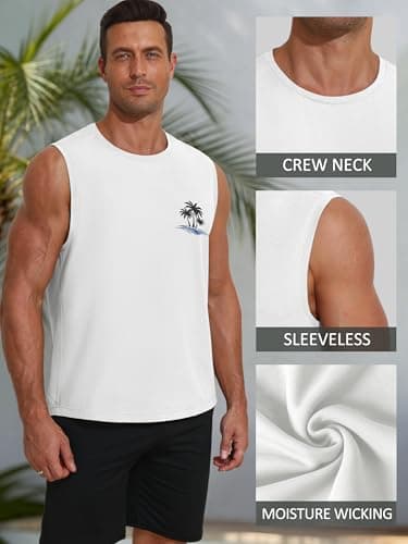 Gentlewarm White Tank Top Men Sleeveless Quick Dry Workout Tank Tops Hawaiian Running Muscle Beach Shirts - Thumbnail 3