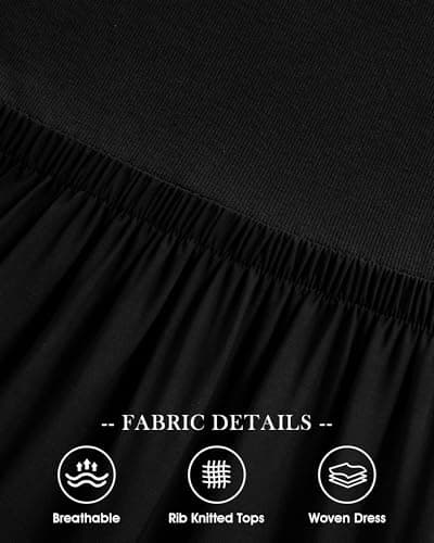 BTFBM Women Sleeveless Summer Dresses Wedding Guest Maxi Dresses Ribbed Knit Tops and Polyester Skirt with Pockets(Solid Black,Large) - Thumbnail 5