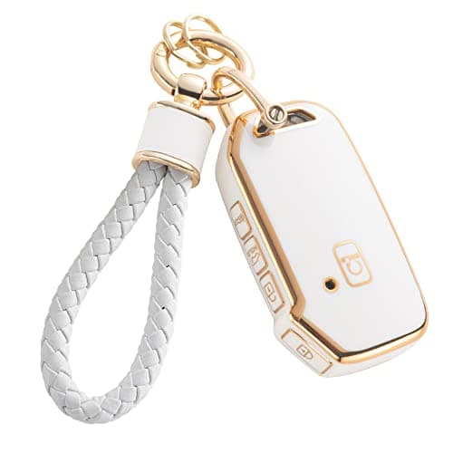 RUABIBAN for Kia Key Fob Cover with Keychain, Soft TPU Key Case Fit for Kia Cerato Ceed Forte NIRO Sorento Seltos Sportage Soul Telluride Remote Smart Key Protector - Image 1